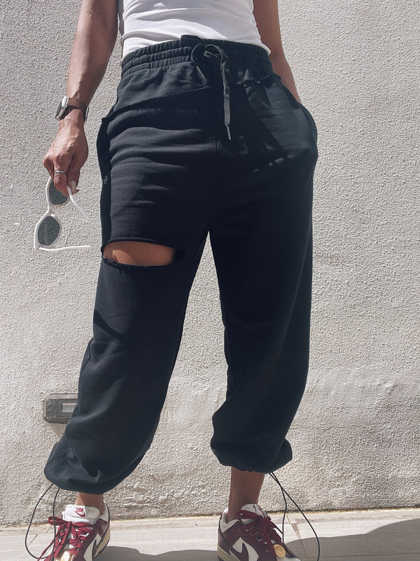 EMPIRE ripped jogger-flare pants - Ikadancewear