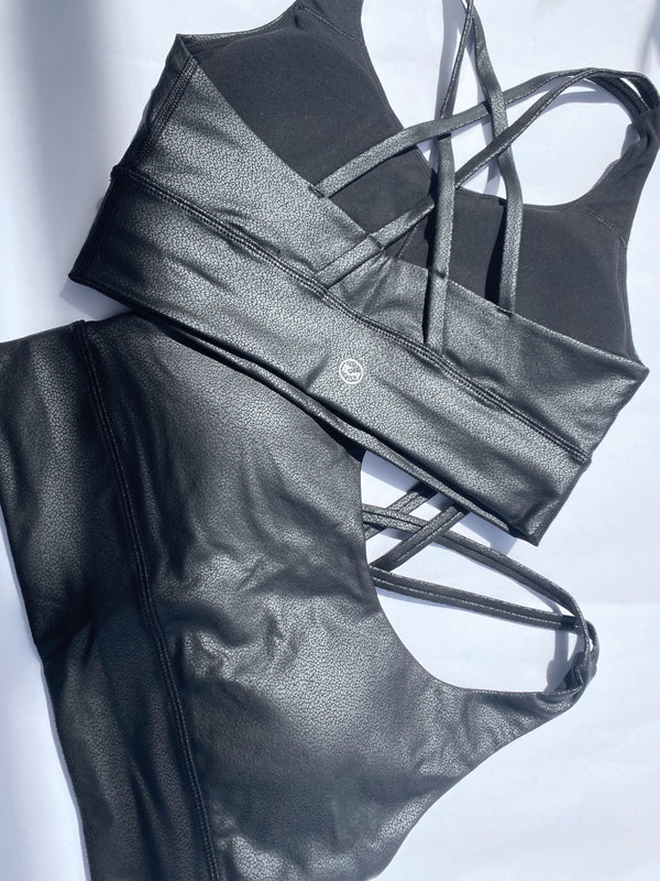 MATRIX faux leather sports bra - Ikadancewear